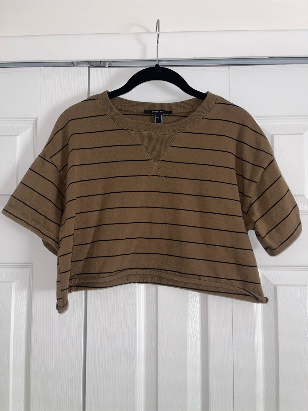 Striped Oversized Cropped Tee - Small